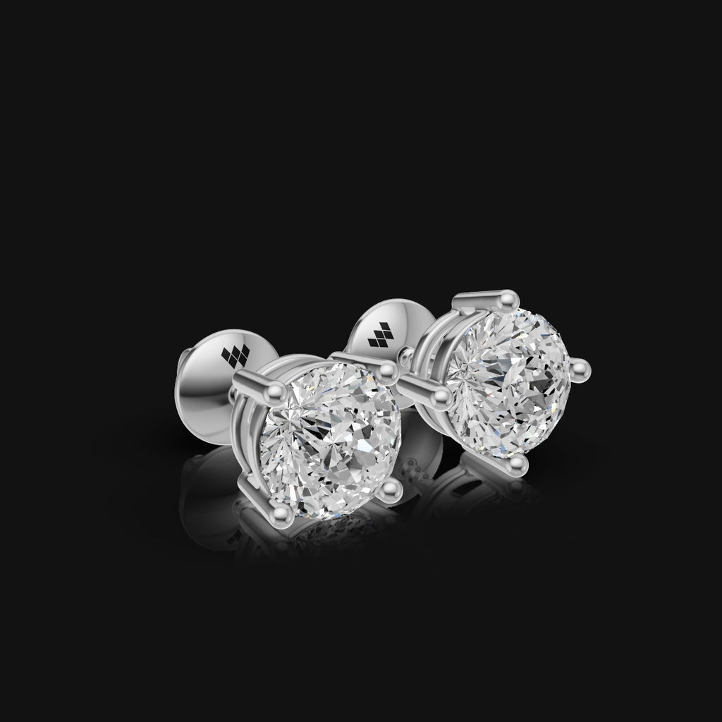 1 CT 925 Silver Portuguese Cut Moissanite Diamond Earring (1 Pair)