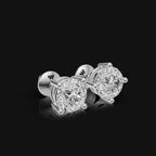 1 CT 925 Silver Portuguese Cut Moissanite Diamond Earring (1 Pair)
