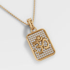 925 Silver Moissanite Diamond Om Pendant – Rectangular Spiritual Charm