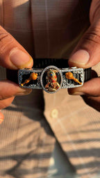 Solid Gold And 925 Sterling Silver Kashtbhanjan Hanumanji Bracelet with Moissanite Diamond