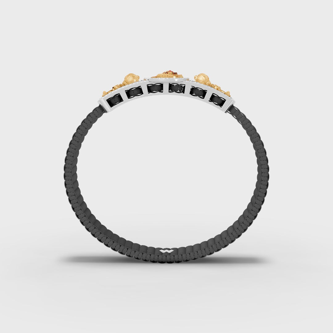 925 Sterling Silver Kashtbhanjan Hanumanji Bracelet with Moissanite Diamond