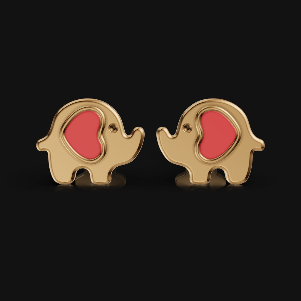 925 Sterling Silver Elephant Earrings | Cute Red Heart Design for Kids & Women