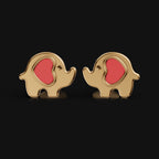 925 Sterling Silver Elephant Earrings | Cute Red Heart Design for Kids & Women