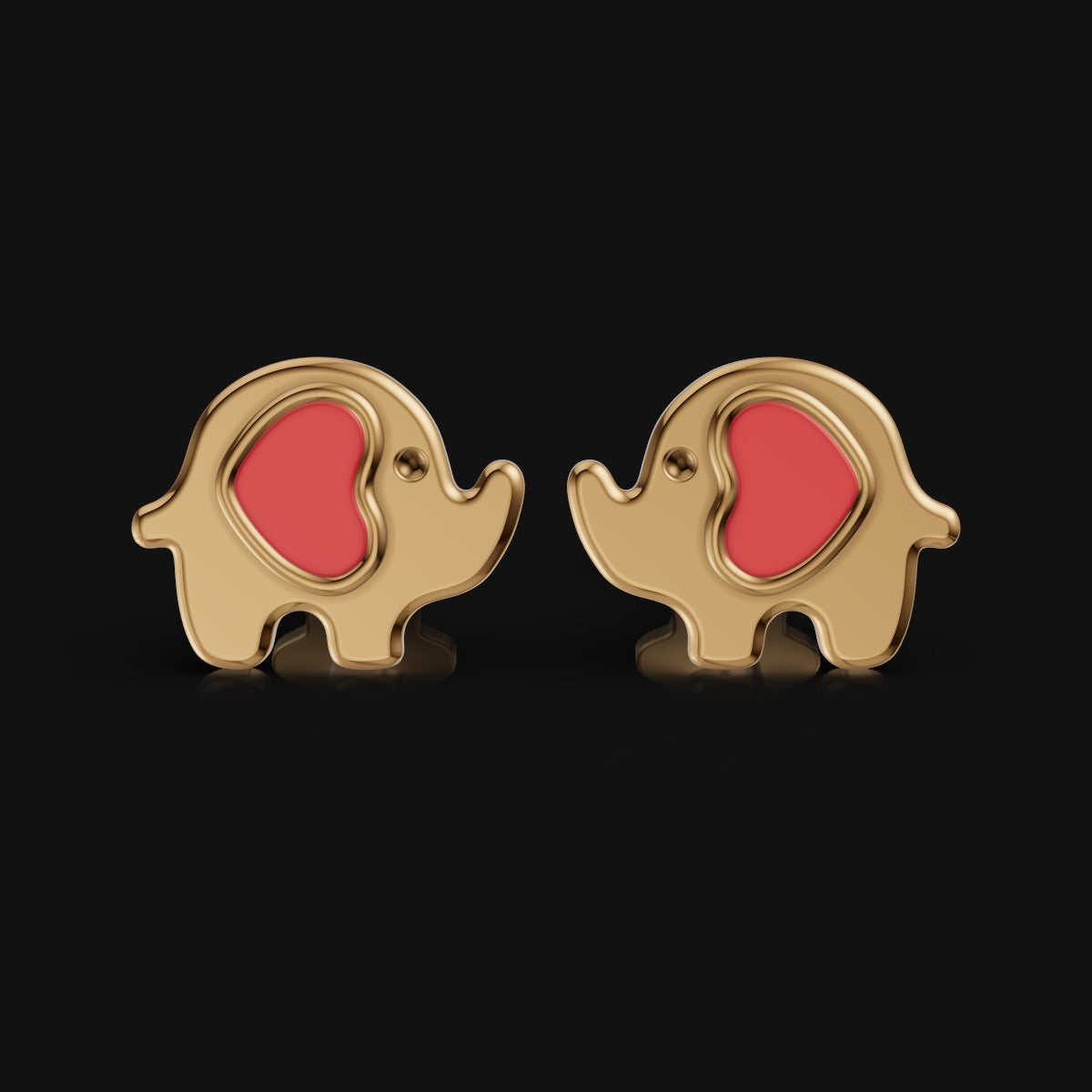925 Sterling Silver Elephant Earrings | Cute Red Heart Design for Kids & Women