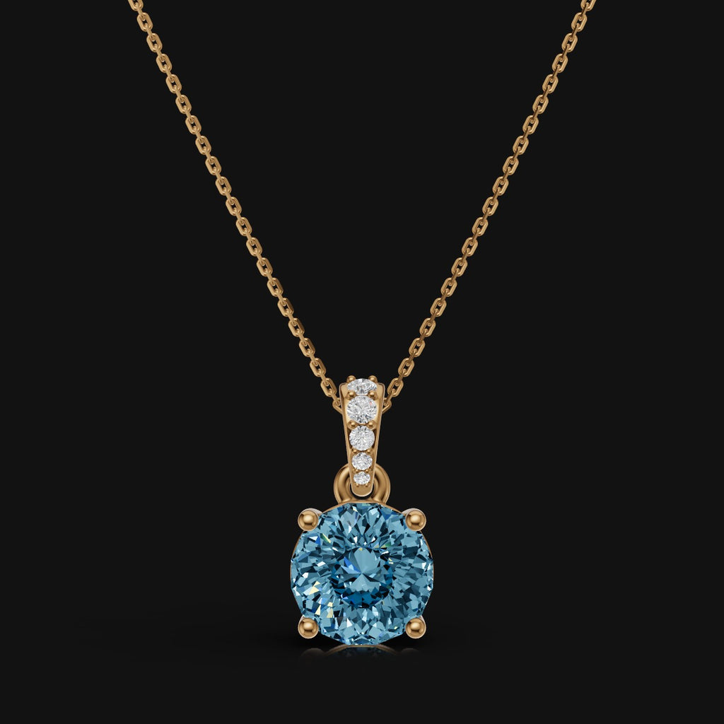 2 CT 925 Sterling Silver Blue Portuguese Cut Moissanite Diamond  Pendant With Chain