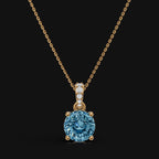 2 CT 925 Sterling Silver Blue Portuguese Cut Moissanite Diamond  Pendant With Chain