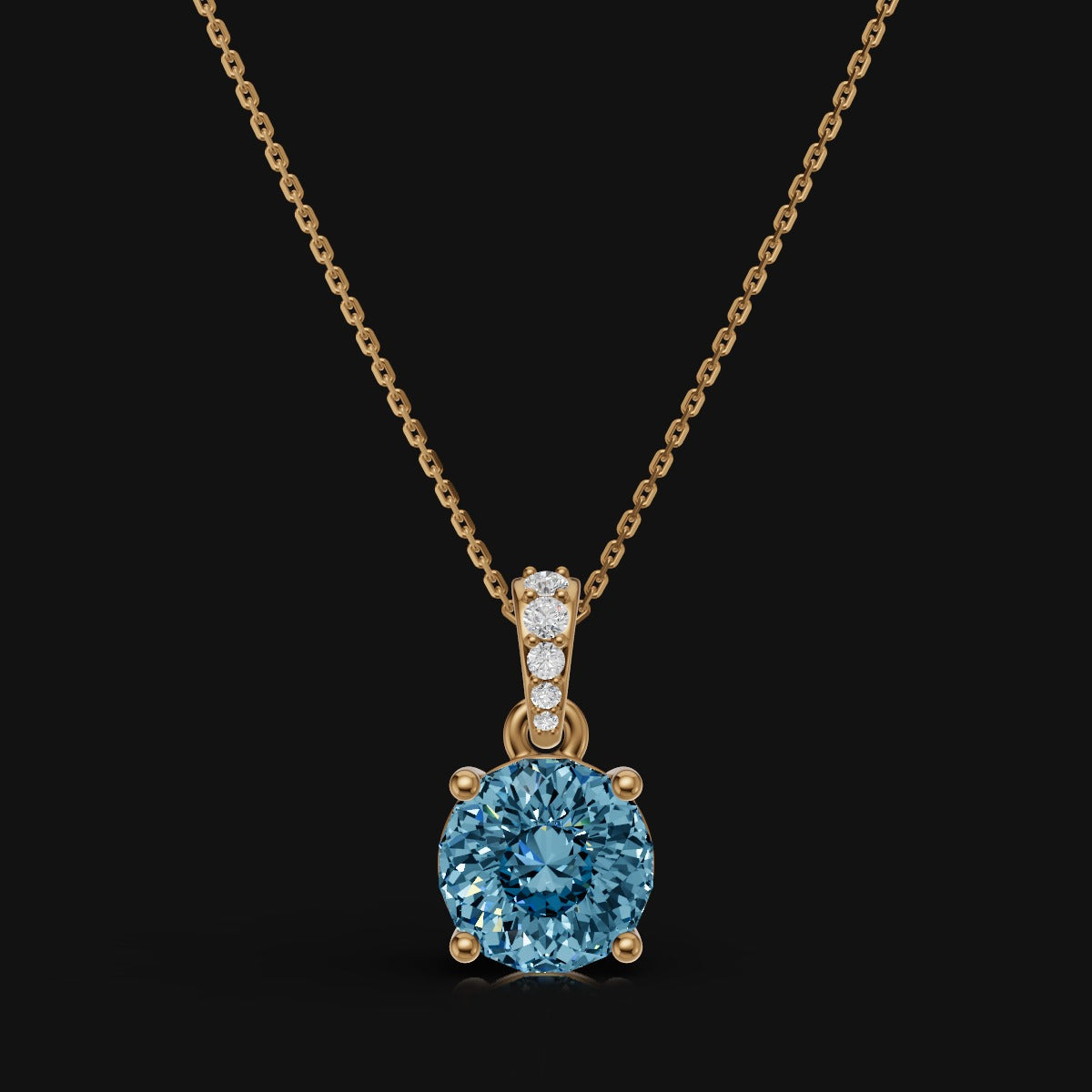 2 CT 925 Sterling Silver Blue Portuguese Cut Moissanite Diamond  Pendant With Chain