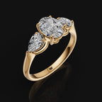 925 Silver Oval & Pear Moissanite Diamond Ring