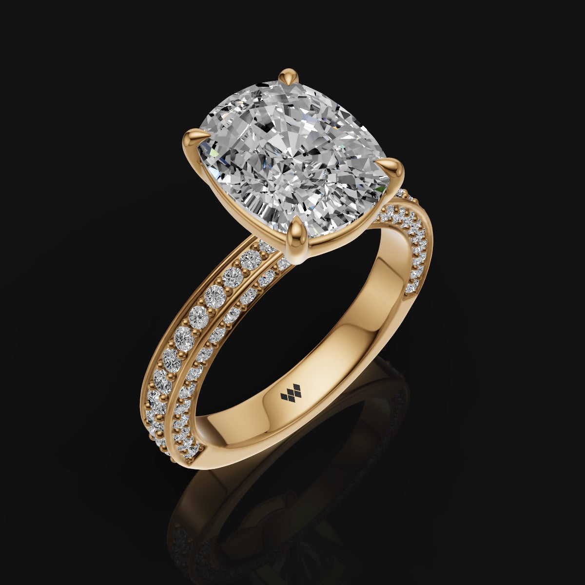 925 Sterling Silver Moissanite Cushion Diamond Ring