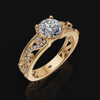 925 Sterling Silver Moissanite Ring with Side Stone Accents