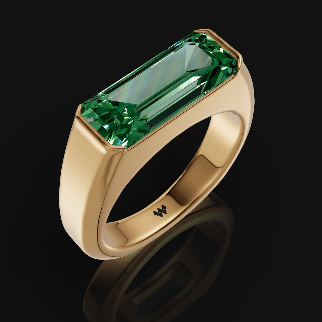 925 Sterling Silver Green Emerald CZ Diamond Ring For Women