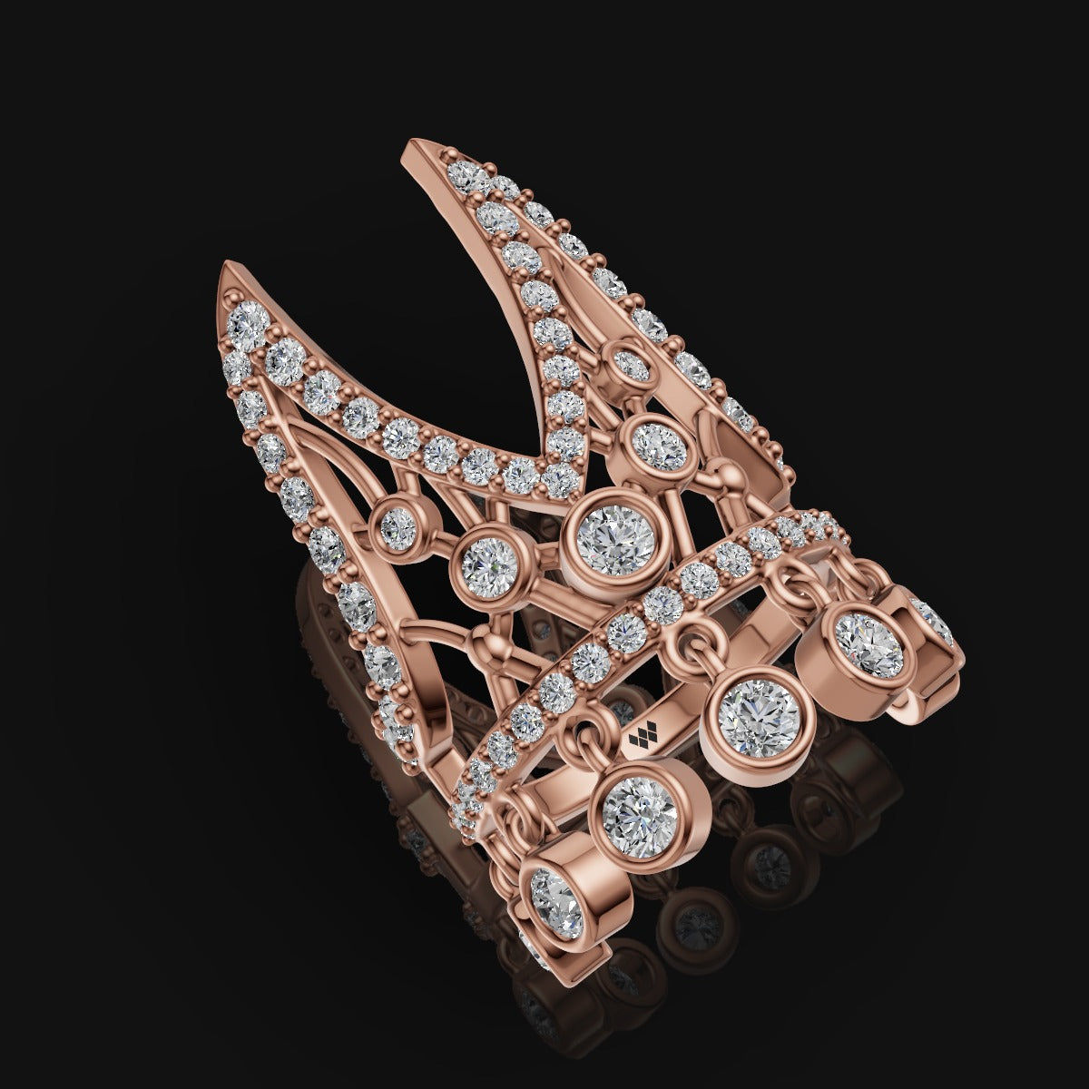 925 Sterling Silver Moissanite Diamond Nail Ring