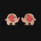 925 Sterling Silver Elephant Earrings | Cute Red Heart Design for Kids & Women