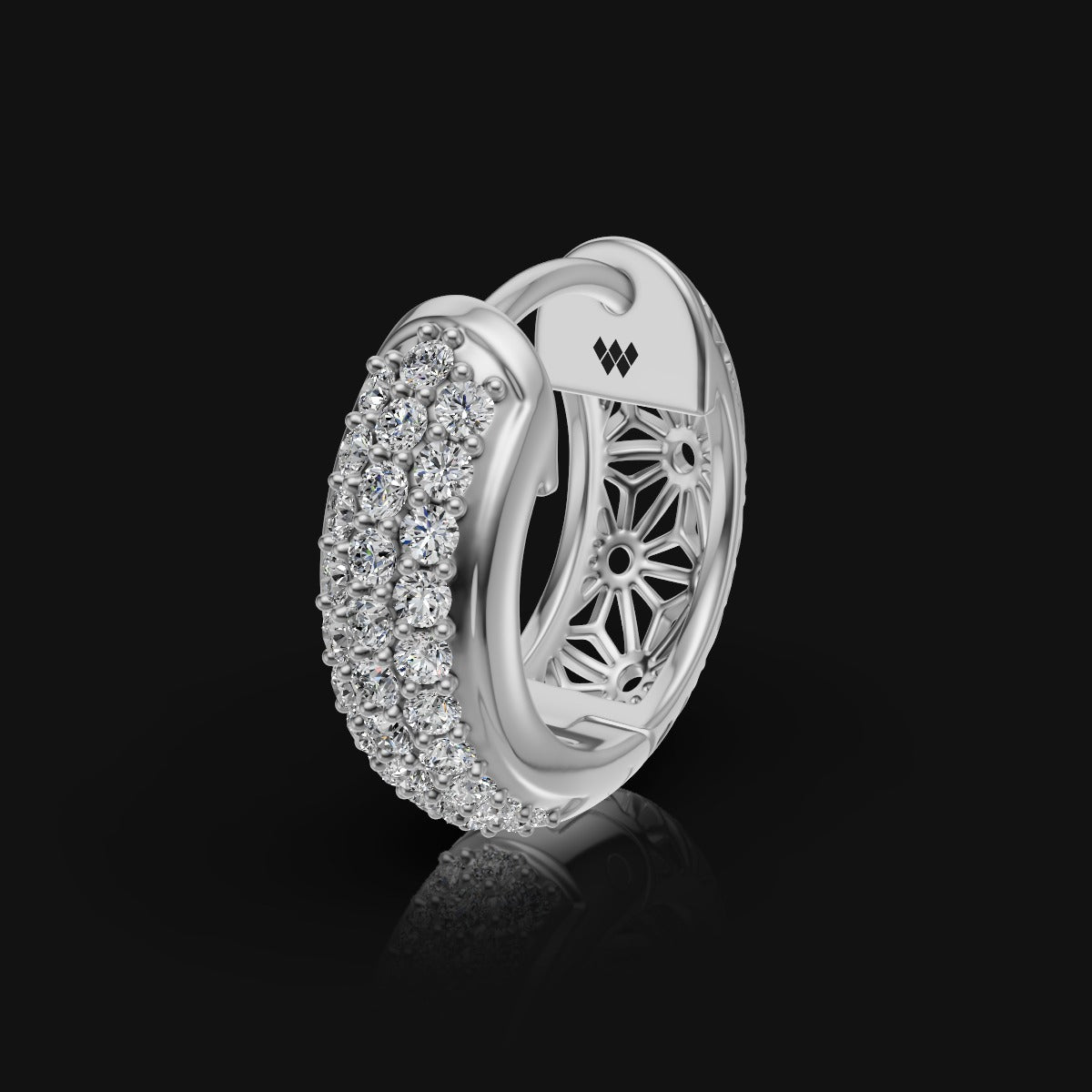 925 Sterling Silver Moissanite Diamond Bali Earring (1 PC)