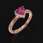 925 Sterling Silver Pink Heart CZ Diamond Solitaire Ring For Women