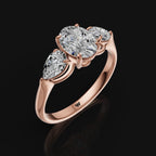 925 Silver Oval & Pear Moissanite Diamond Ring