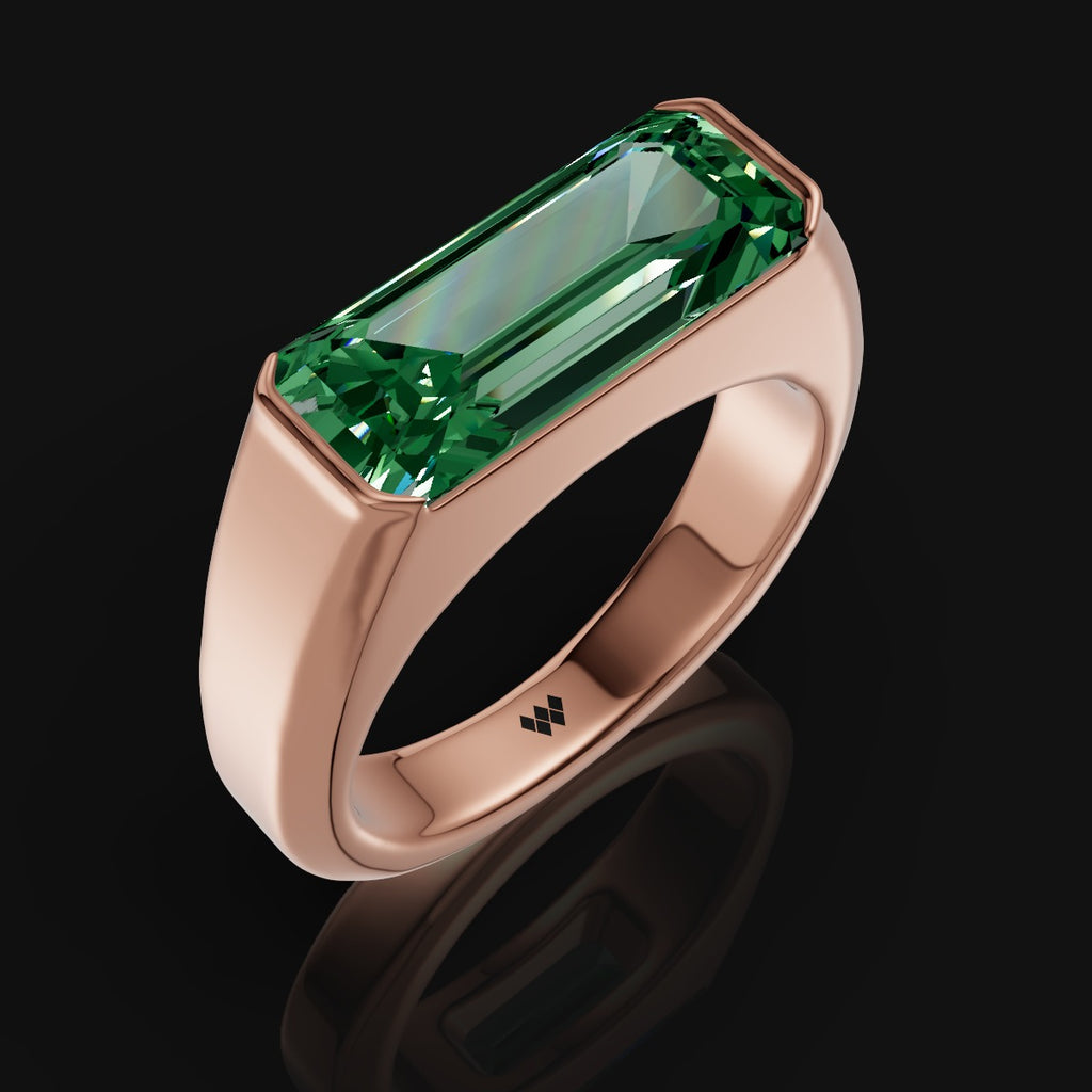 925 Sterling Silver Green Emerald CZ Diamond Ring For Women