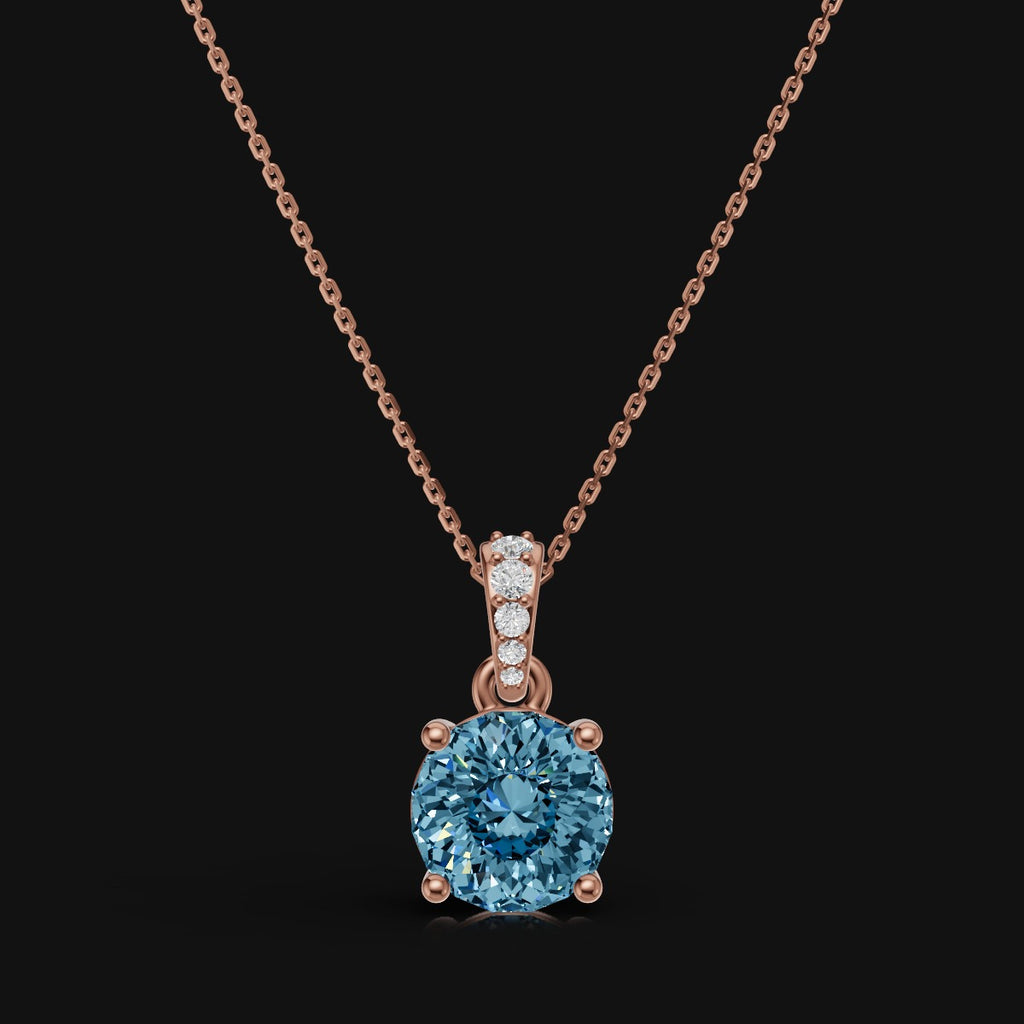 2 CT 925 Sterling Silver Blue Portuguese Cut Moissanite Diamond  Pendant With Chain