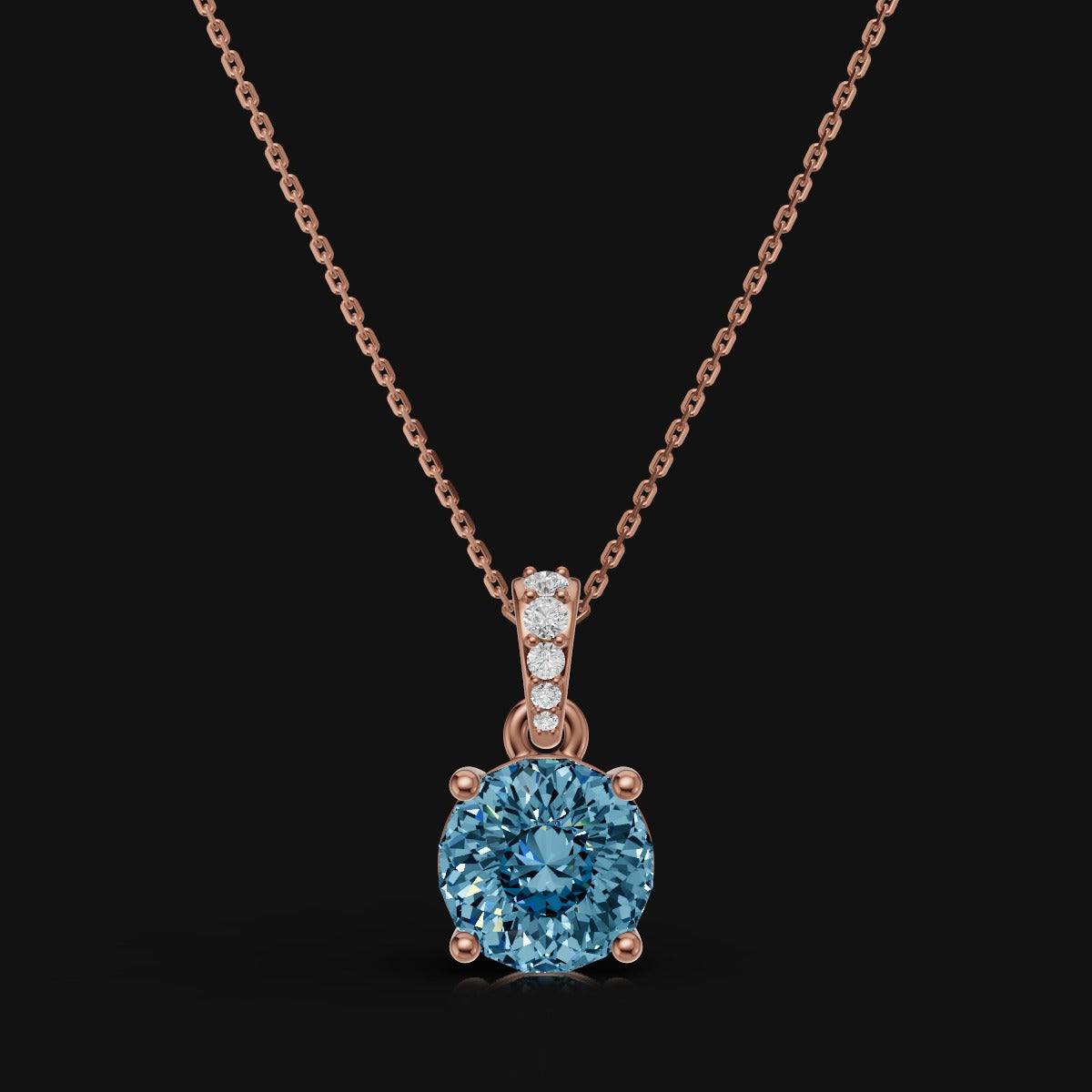 2 CT 925 Sterling Silver Blue Portuguese Cut Moissanite Diamond  Pendant With Chain