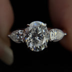 925 Silver Oval & Pear Moissanite Diamond Ring