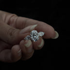 925 Silver Oval & Pear Moissanite Diamond Ring