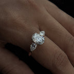 925 Silver Oval & Pear Moissanite Diamond Ring