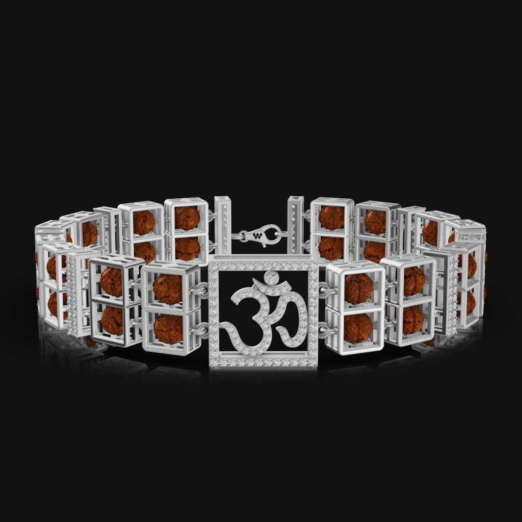 925 Sterling Silver Bracelet with Authentic Rudraksha & Om Symbol