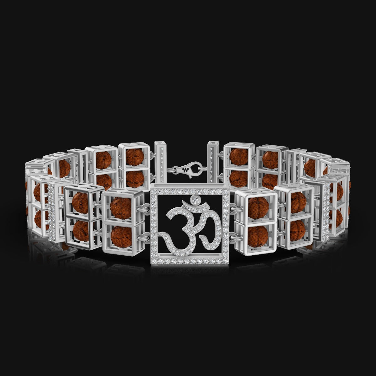 925 Sterling Silver Bracelet with Authentic Rudraksha & Om Symbol