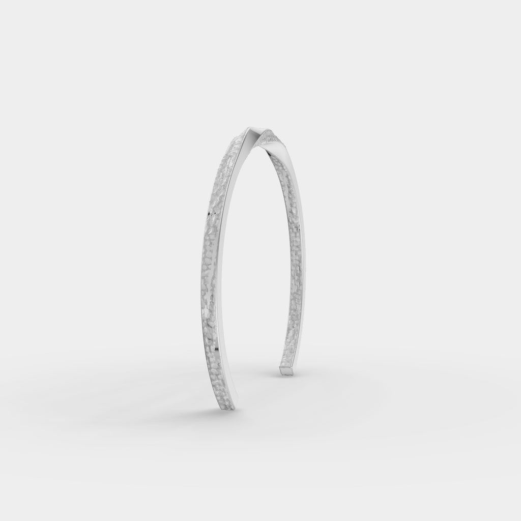 Textured Open Cuff Bracelet in 925 Sterling Silver – Raw & Refined Look