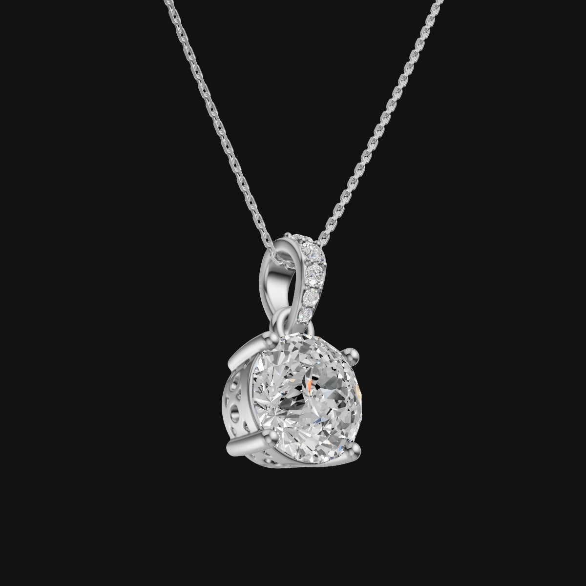 2 CT 925 Sterling Silver Portuguese Cut Moissanite Diamond  Pendant With Chain