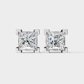 Princess Square Prong Setting Earring ( 1 Pair )