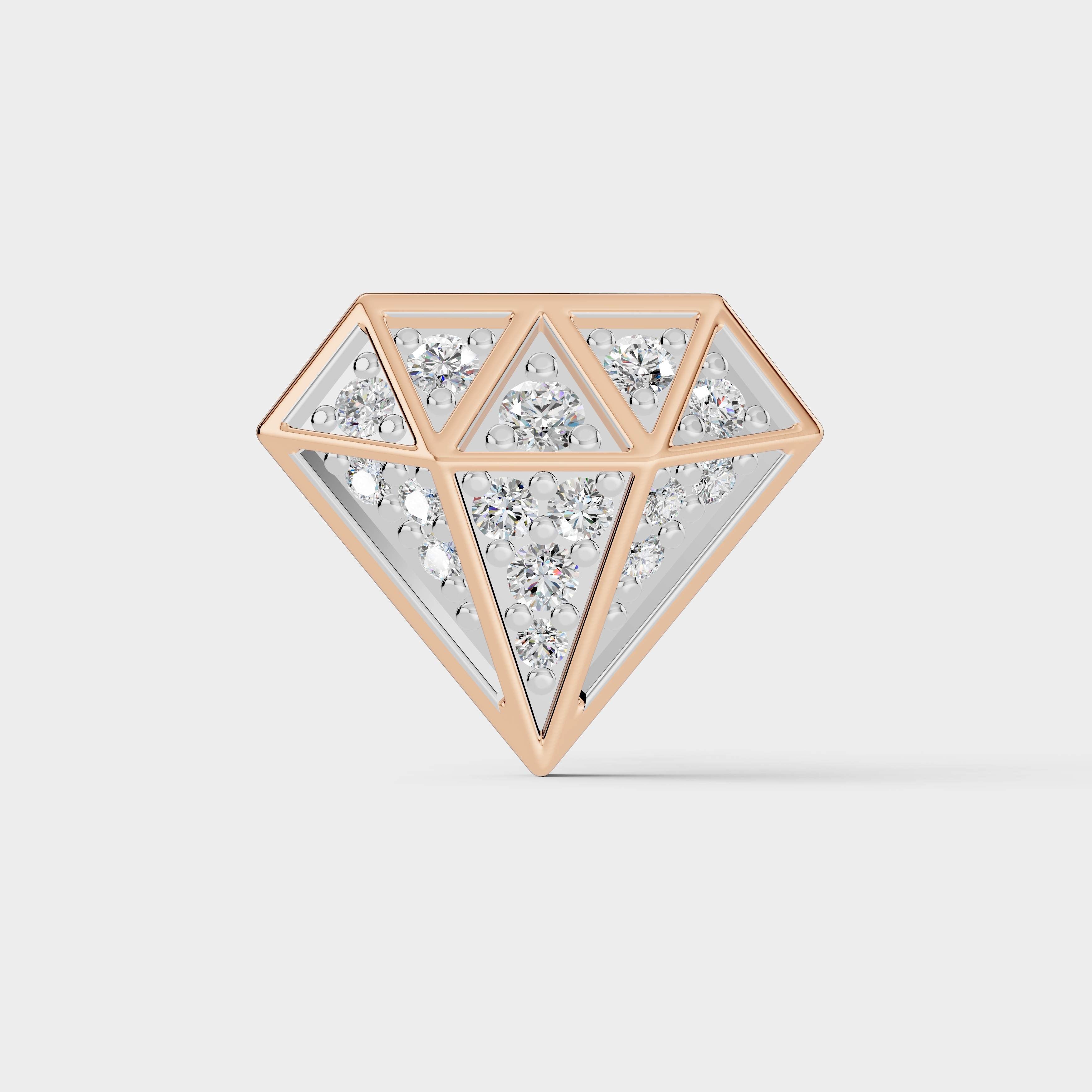 925 Sterling Silver Diamond Shaped Moissanite Diamond Earring