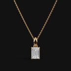 925 Sterling Silver Emerald Shape Moissanite Diamond Pendant