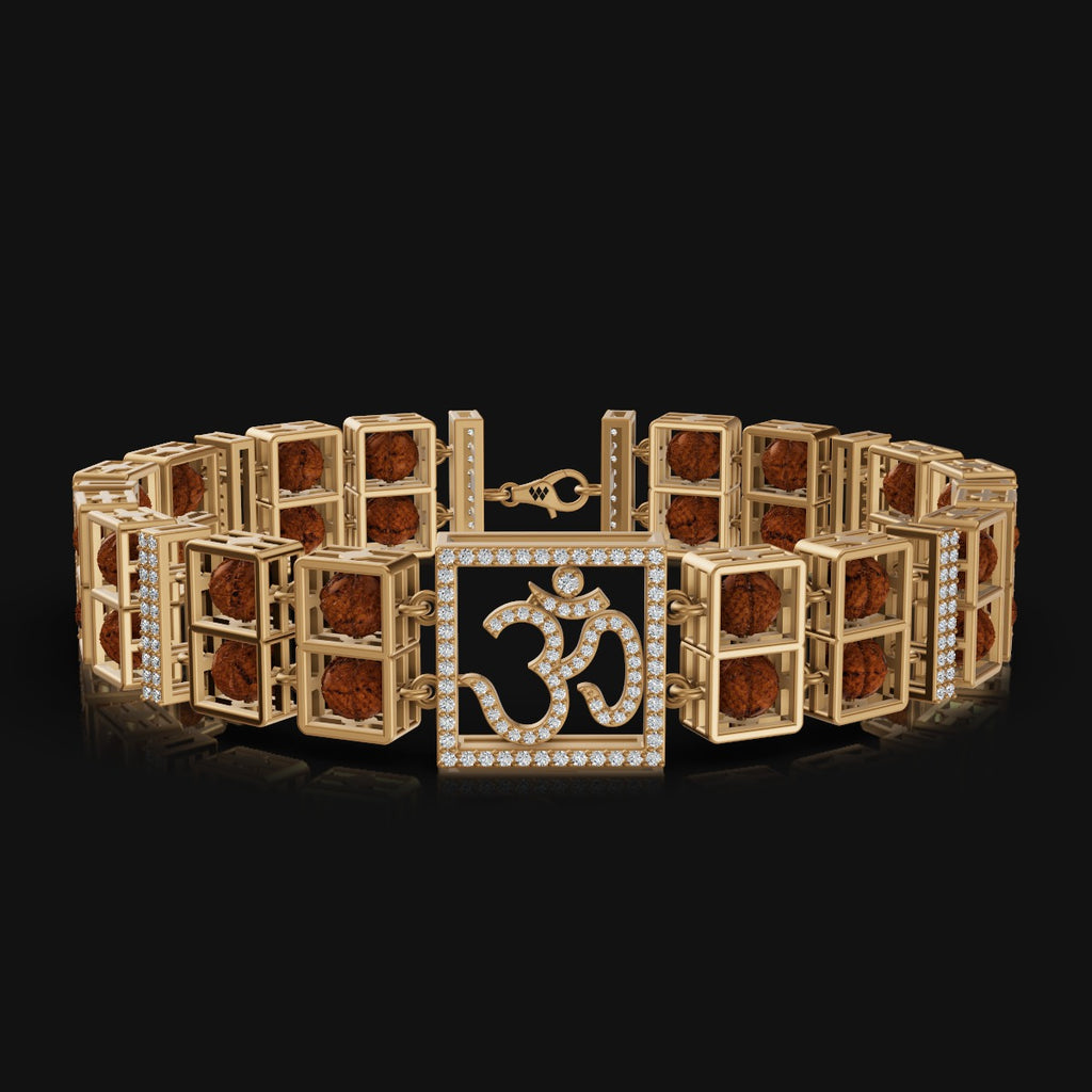 925 Sterling Silver Bracelet with Authentic Rudraksha & Om Symbol