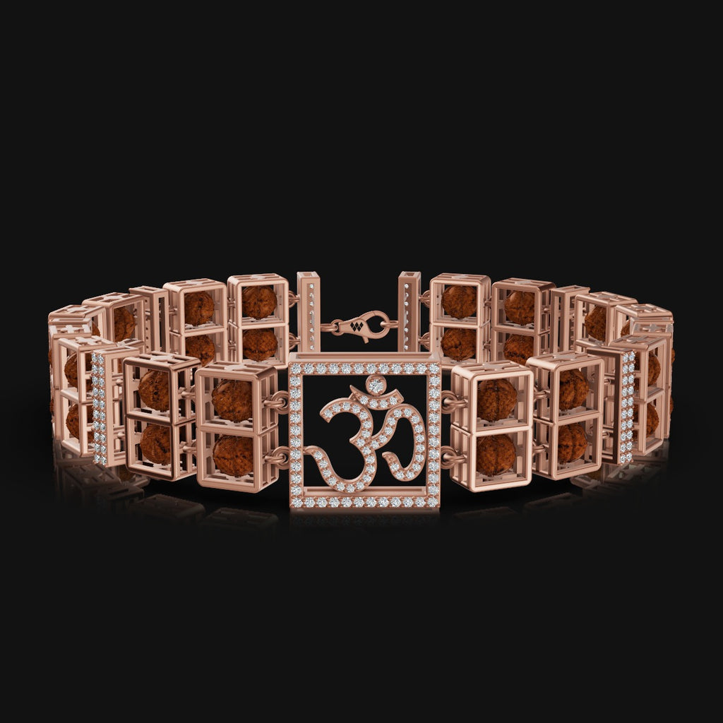 925 Sterling Silver Bracelet with Authentic Rudraksha & Om Symbol