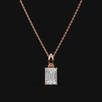 925 Sterling Silver Emerald Shape Moissanite Diamond Pendant