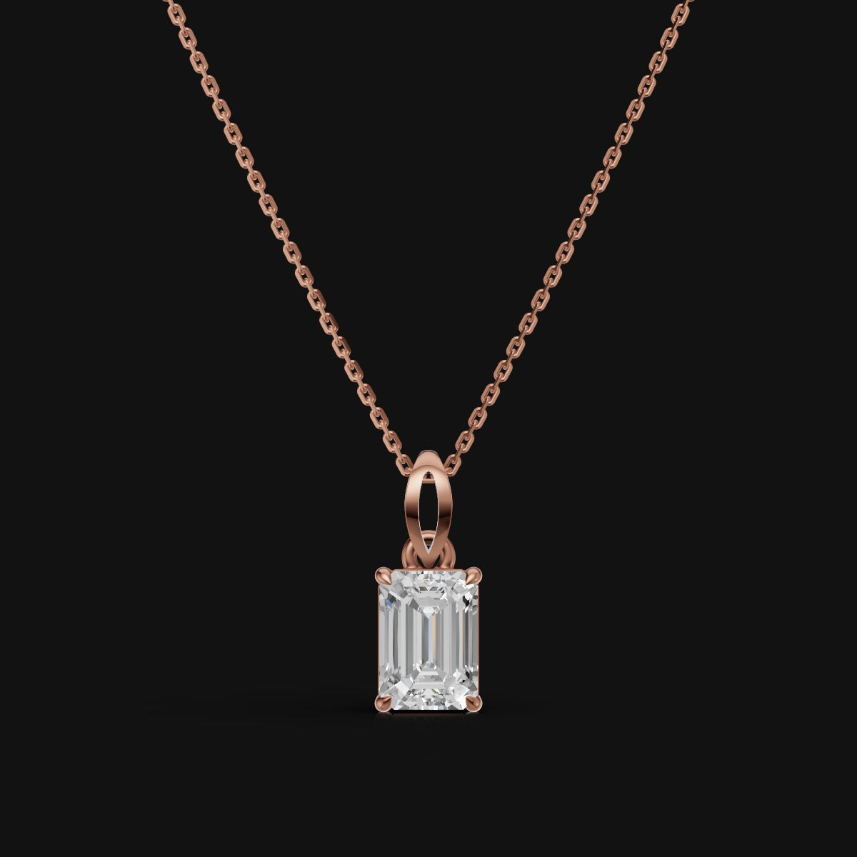 925 Sterling Silver Emerald Shape Moissanite Diamond Pendant