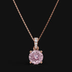 2 CT 925 Sterling Silver Pink Portuguese Cut Moissanite Diamond  Pendant With Chain