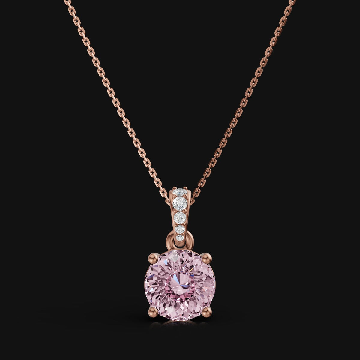 2 CT 925 Sterling Silver Pink Portuguese Cut Moissanite Diamond  Pendant With Chain
