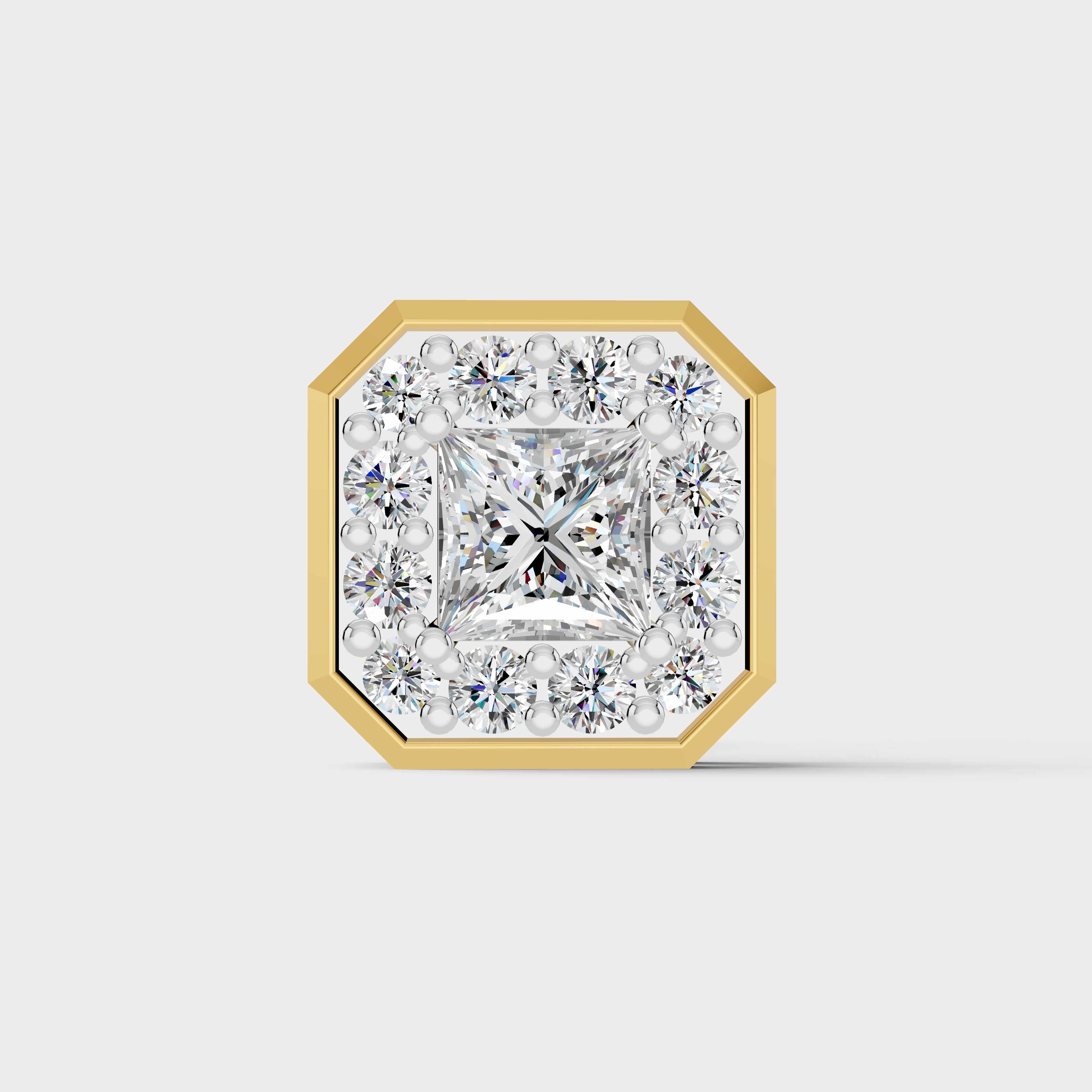 925 Sterling Silver Moissanite Diamond Princess Hexagon Shape Earring  (1 PC)