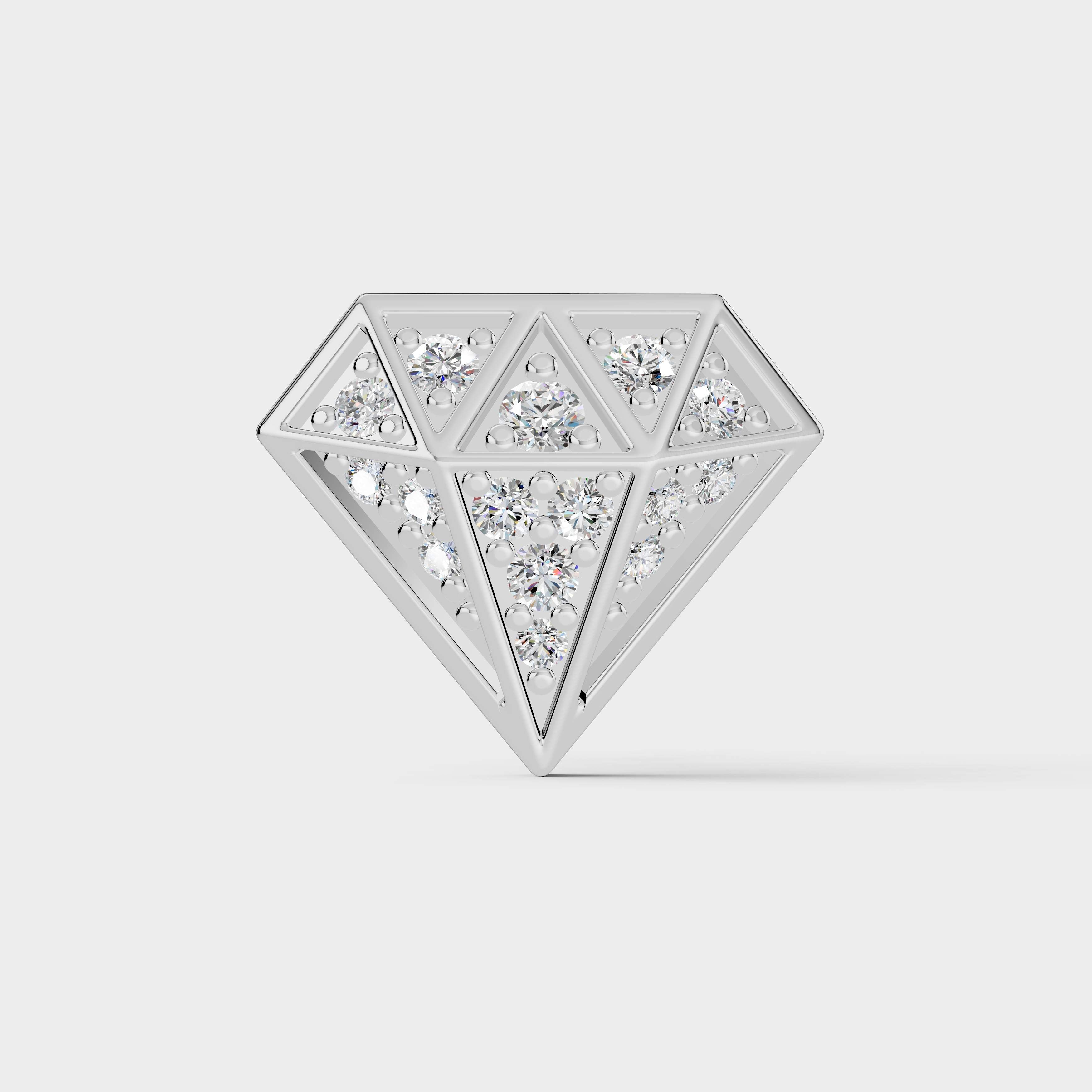 925 Sterling Silver Diamond Shaped Moissanite Diamond Earring
