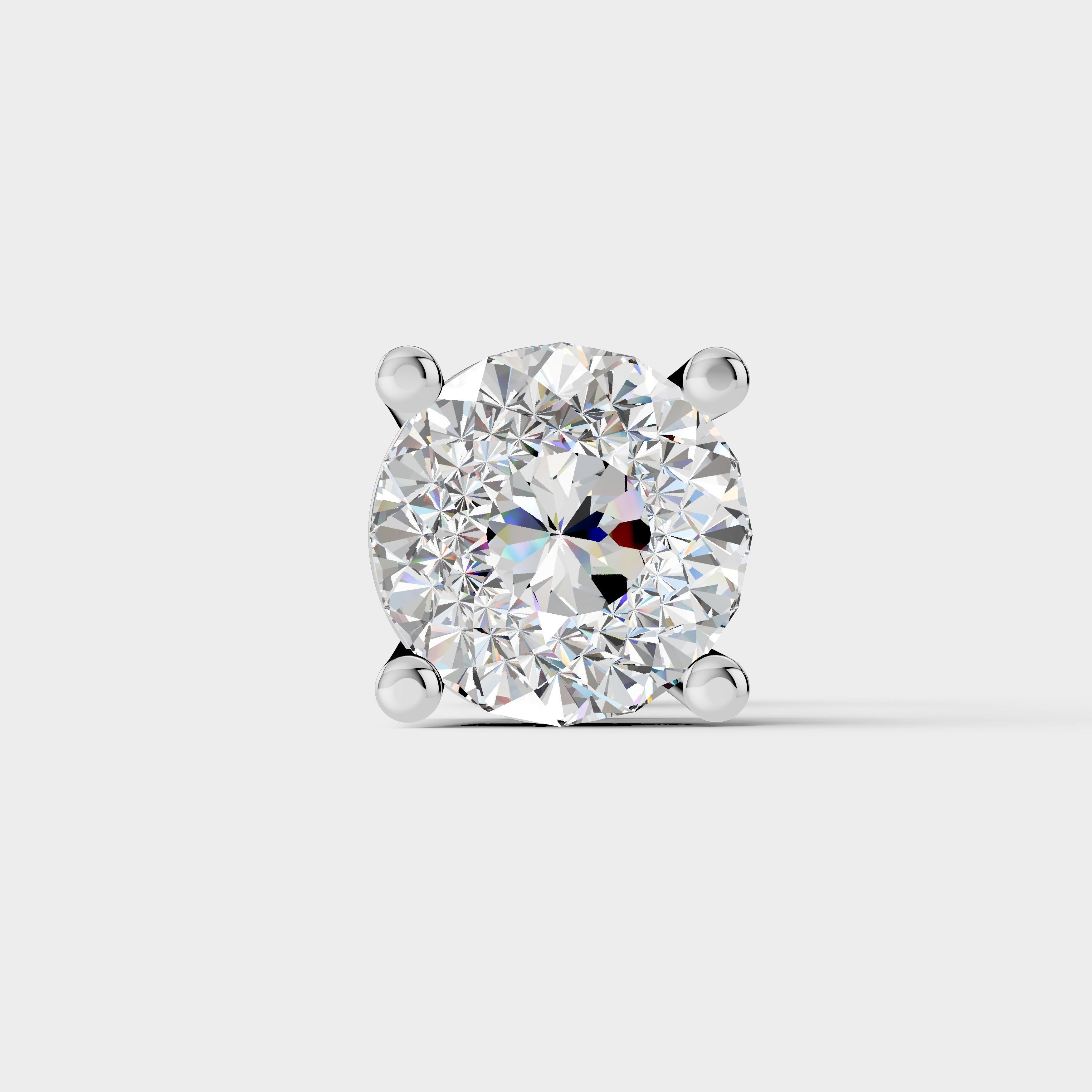 925 Silver Portuguese Cut Moissanite Diamond Earring (1 PC)