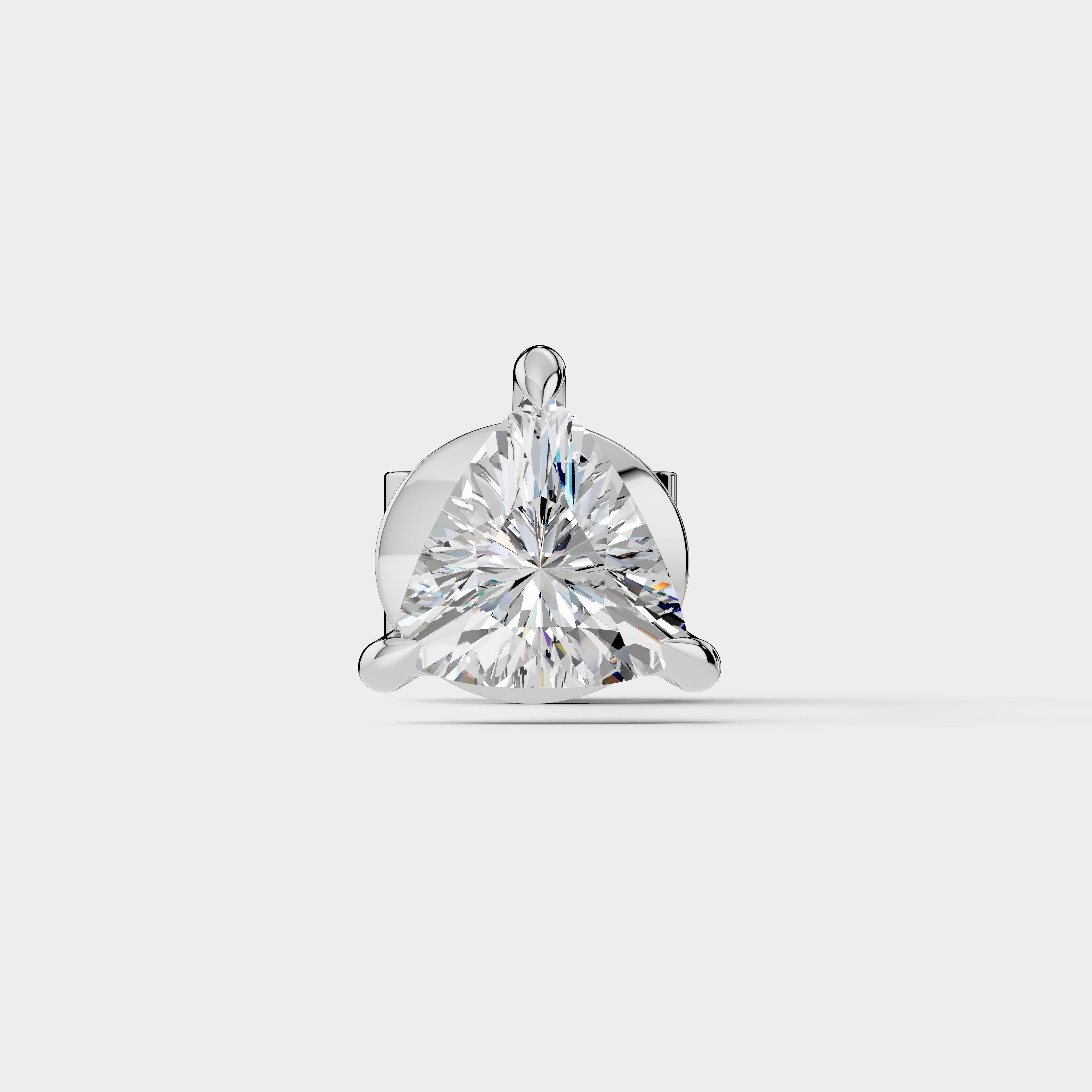 Trillion Shape Earrings with Moissanite Diamond 925 Silver  (1 PC)