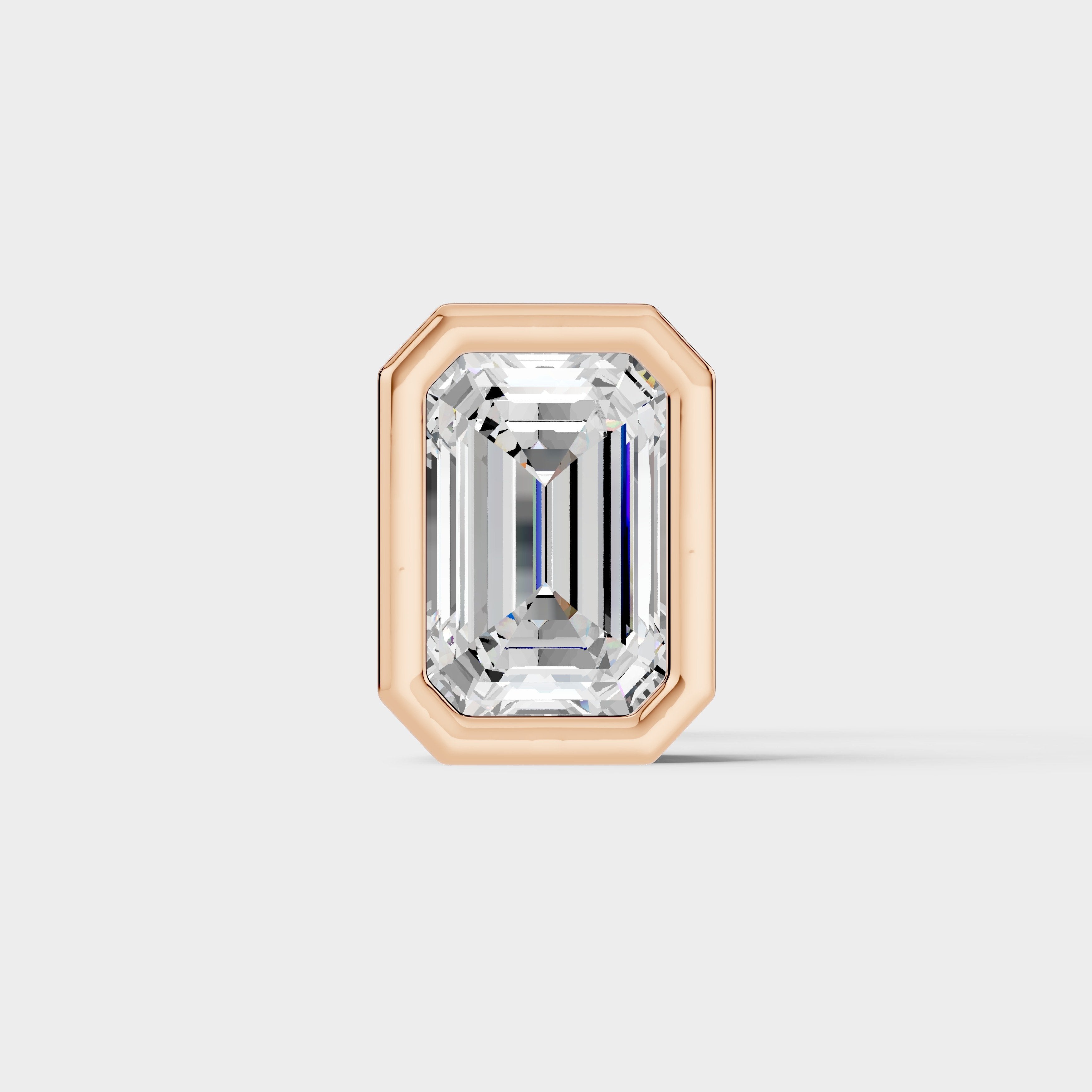 925 Sterling Silver Emerald Shaped Moissanite Diamond Bezel Setting Earring ( 1 PC )