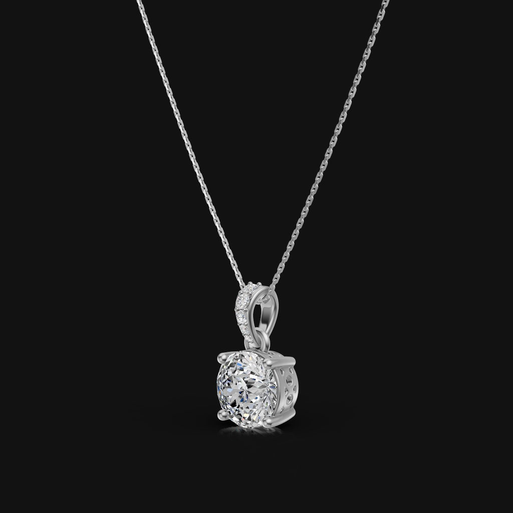 2 CT 925 Sterling Silver Portuguese Cut Moissanite Diamond  Pendant With Chain