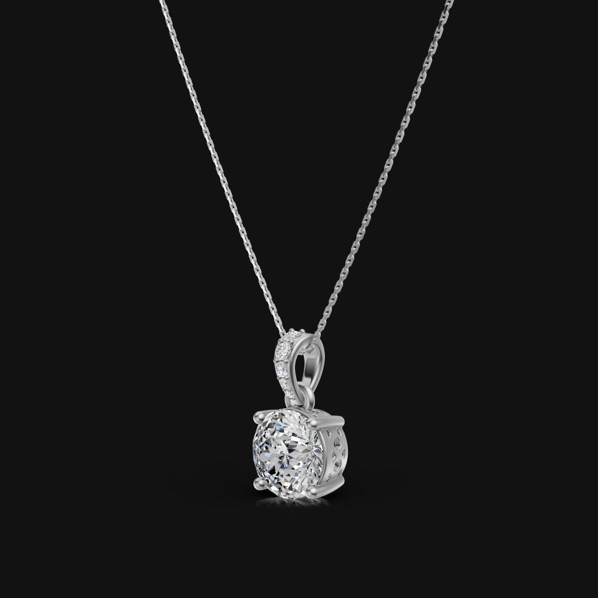 2 CT 925 Sterling Silver Portuguese Cut Moissanite Diamond  Pendant With Chain