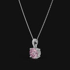 2 CT 925 Sterling Silver Pink Portuguese Cut Moissanite Diamond  Pendant With Chain