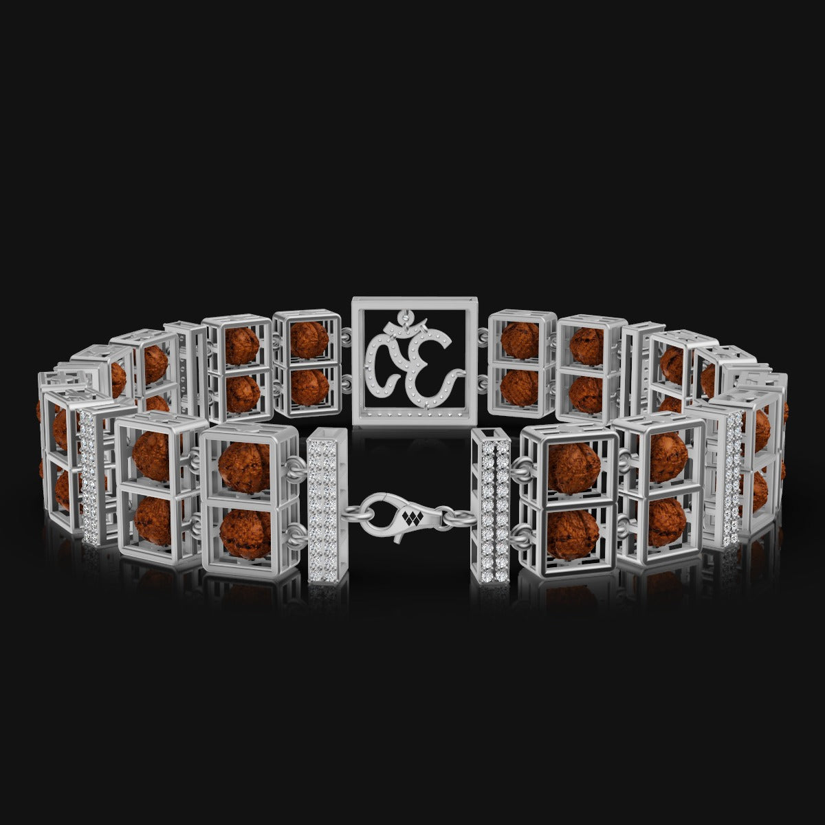 925 Sterling Silver Bracelet with Authentic Rudraksha & Om Symbol