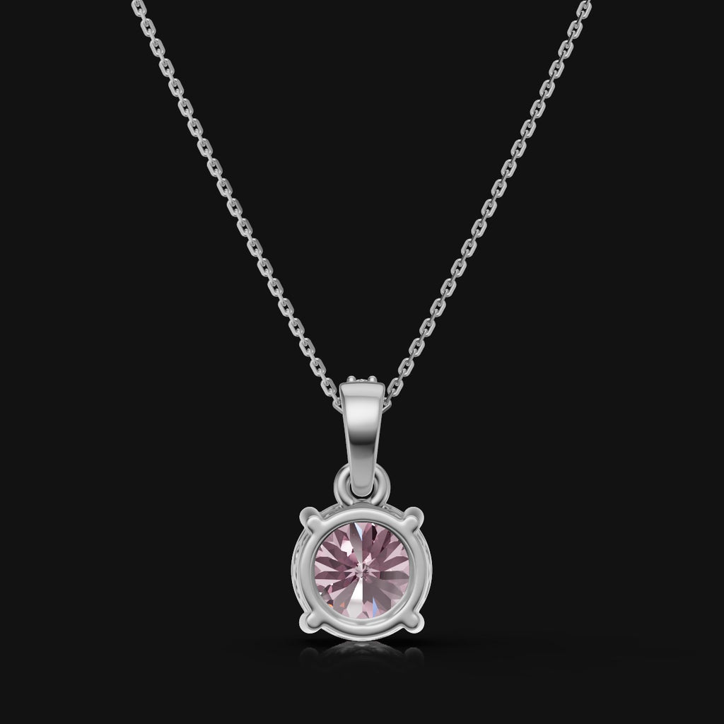 2 CT 925 Sterling Silver Pink Portuguese Cut Moissanite Diamond  Pendant With Chain
