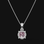 2 CT 925 Sterling Silver Pink Portuguese Cut Moissanite Diamond  Pendant With Chain